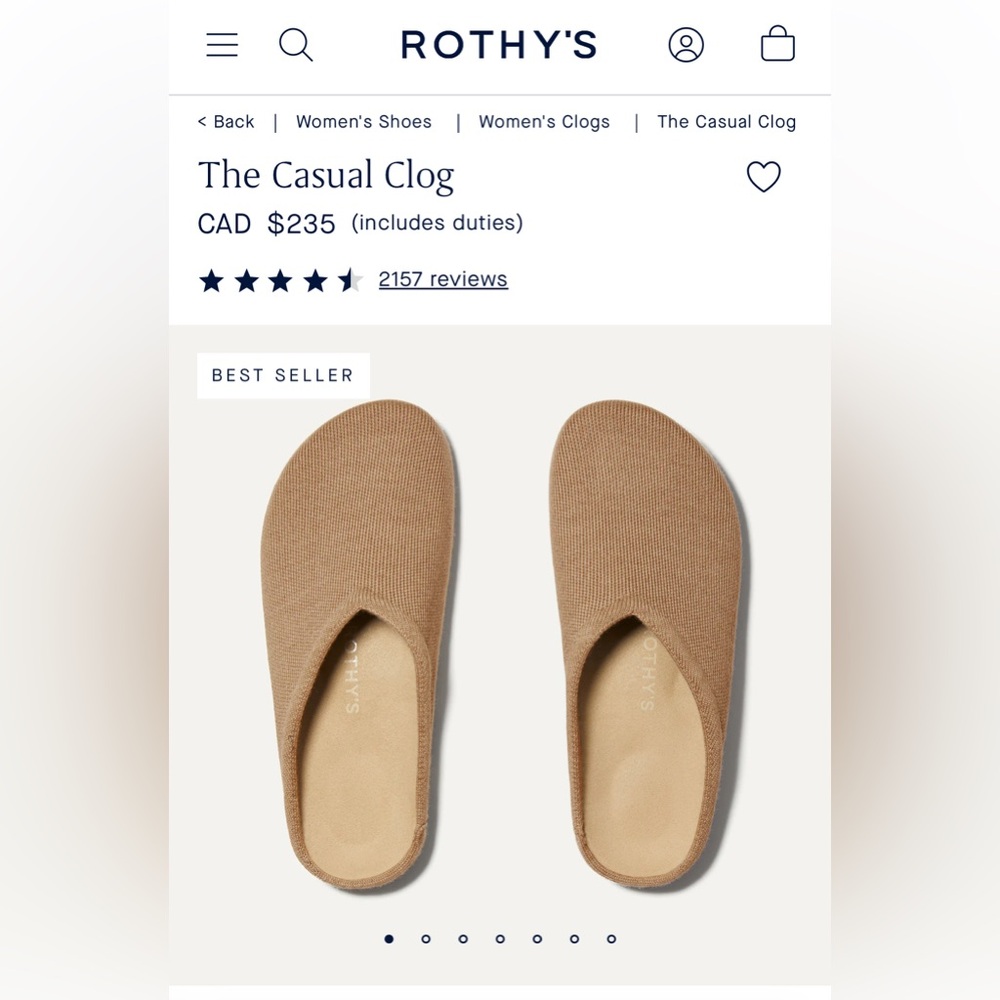 Rothy's Casual Clog in Butternut